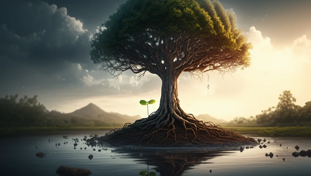 Small business seedling growing into a large tree with regulatory support