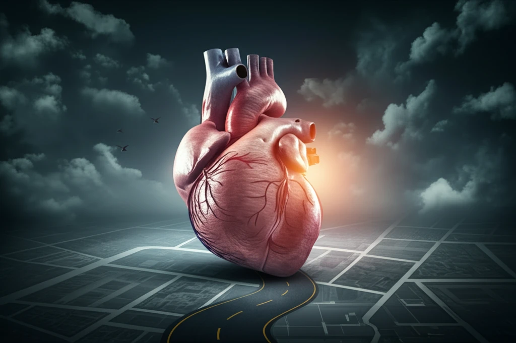 Illustration of a heart with double aortic arch, highlighting the use of 3D imaging for treatment planning.