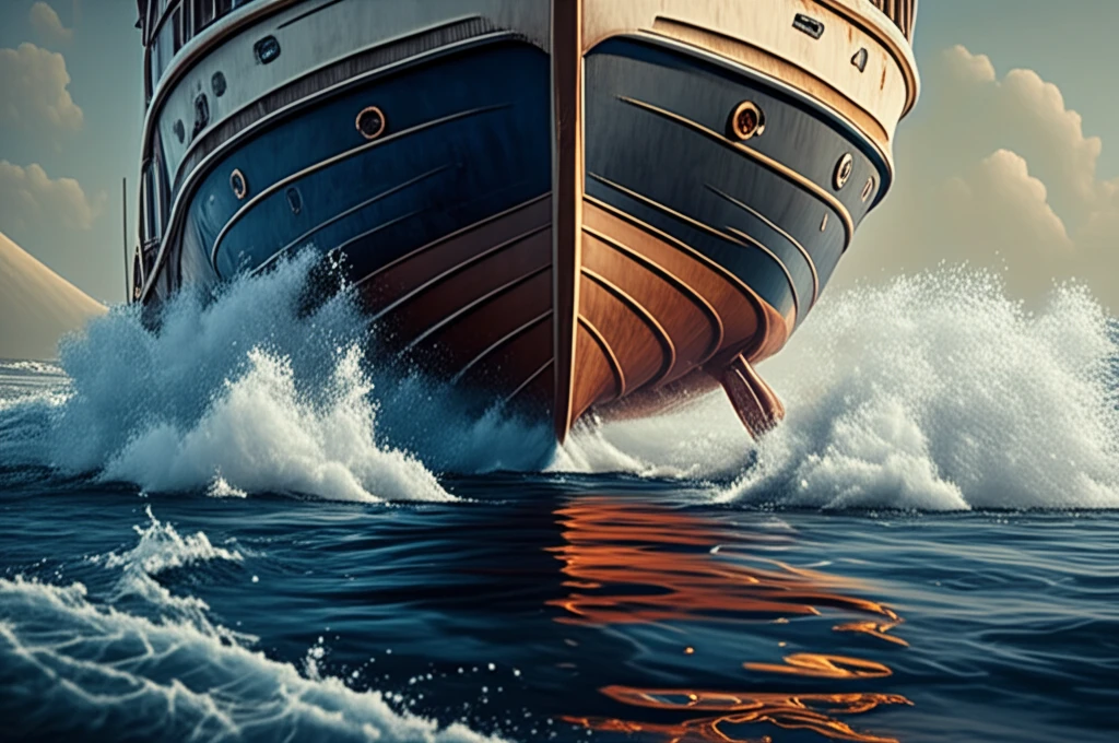 Surreal illustration of transom stern flow dynamics.