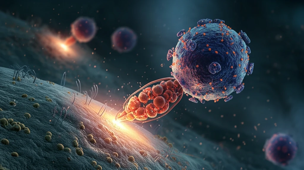 Oncolytic adenovirus attacking a prostate cancer cell