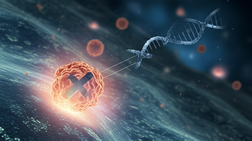 Microscopic view of ovarian cancer cells targeted by siRNA molecules.