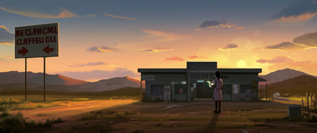 A rural Mexican clinic at sunset, symbolizing the resilience of rural nurses.