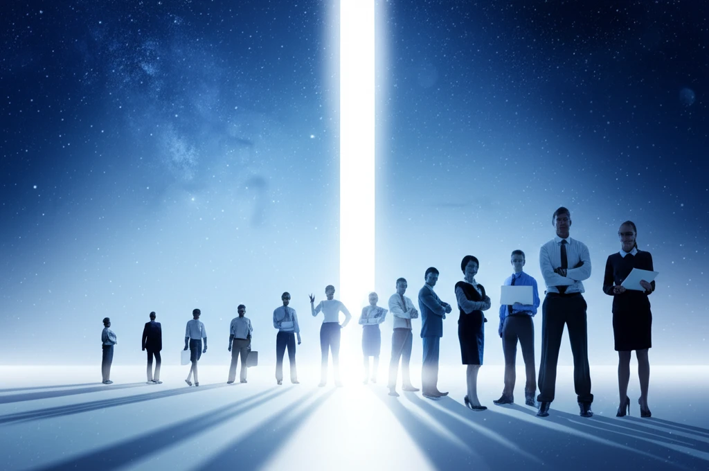 Diverse team working towards a shared goal under transformational leadership.