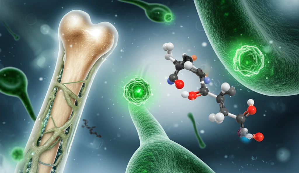 Surreal illustration of bone regeneration with stem cells and resveratrol.