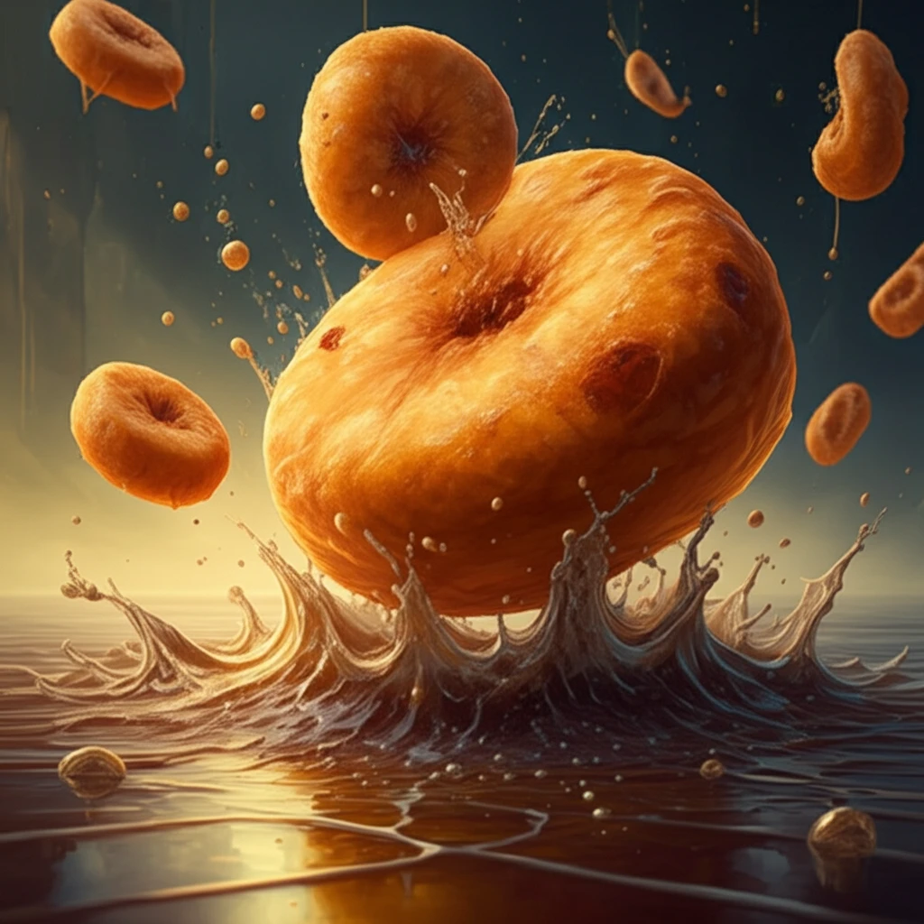 Golden Fried Food Emerging from Light Oil