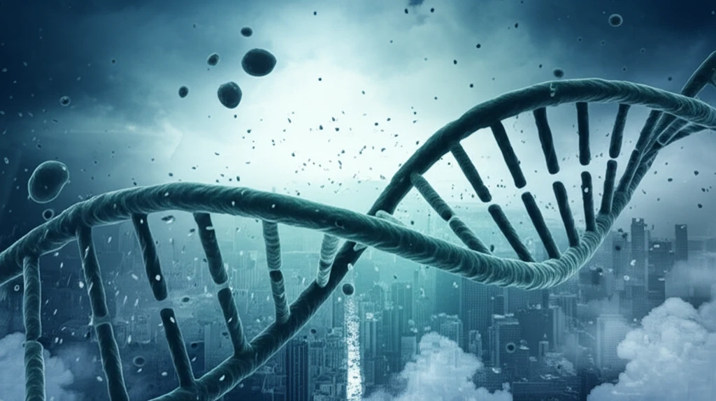 Microscopic particles interacting with a DNA strand