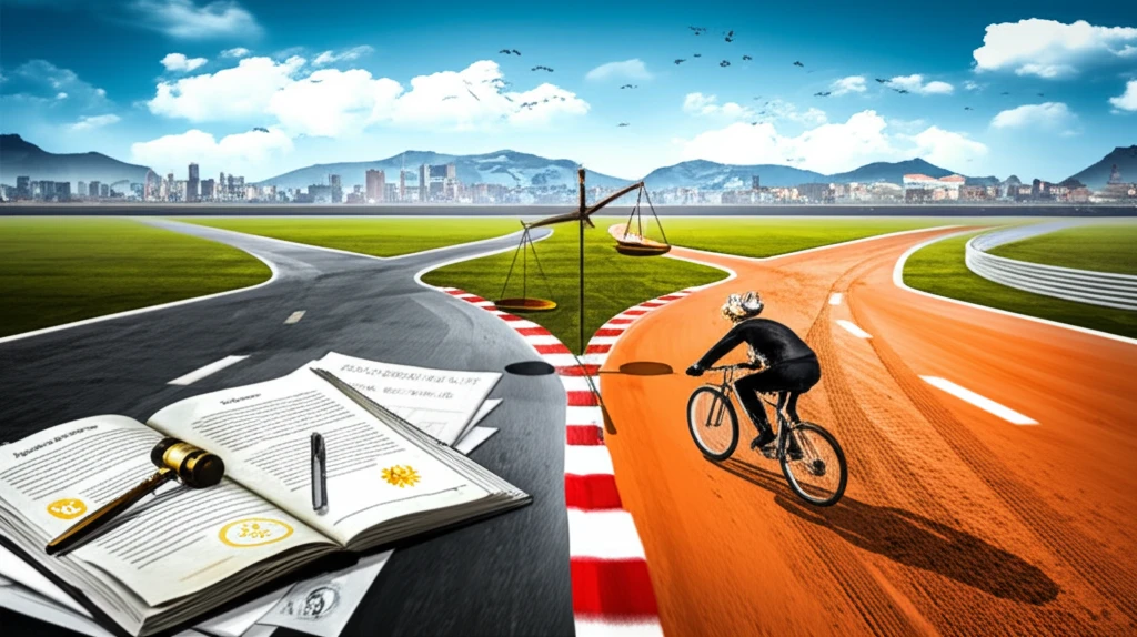 Conceptual illustration of an entrepreneur facing a choice between two paths: control (patents) and execution (market speed).