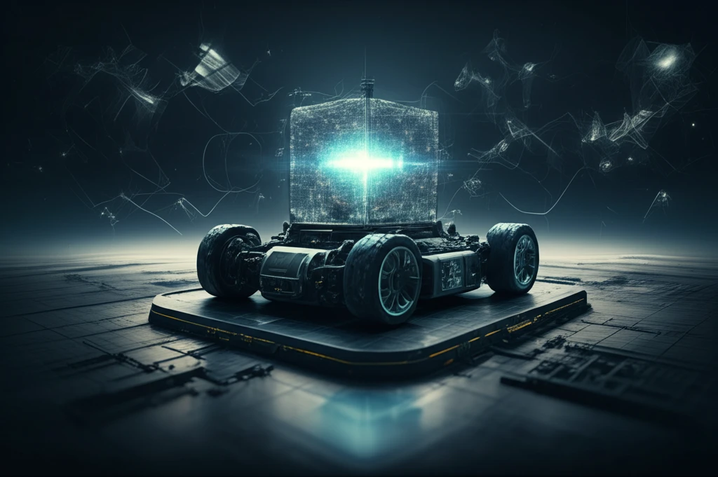 Futuristic electric vehicle with glowing matrix converter and space vectors.