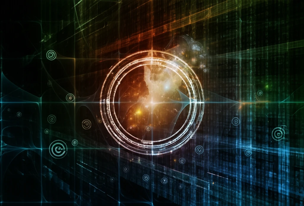 Glowing orbs representing targets moving within a data grid.