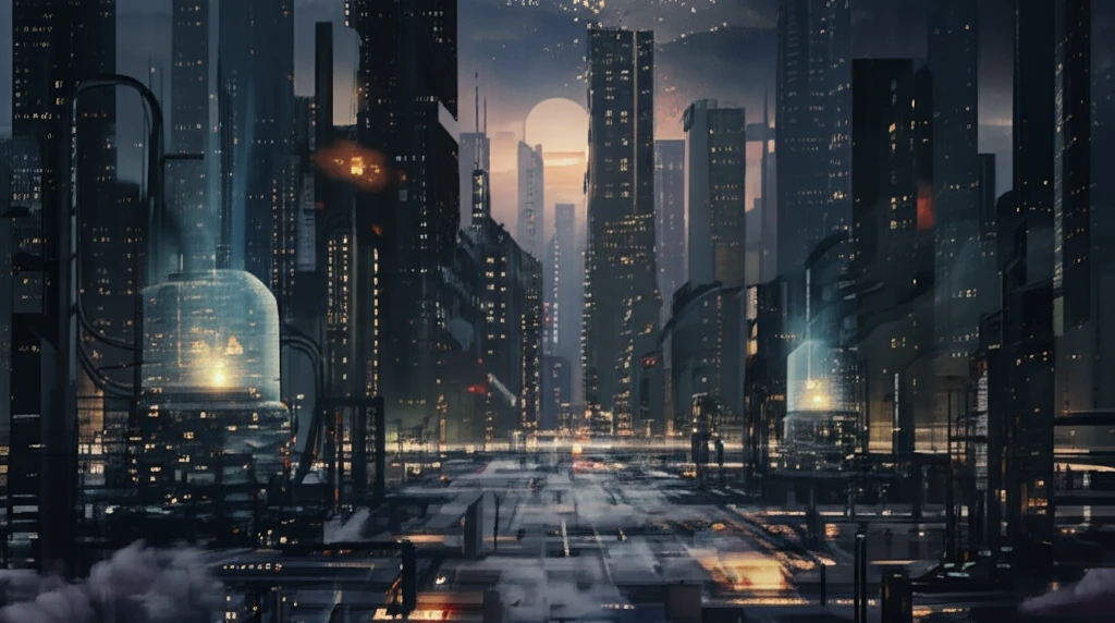 Futuristic cityscape powered by small modular reactors