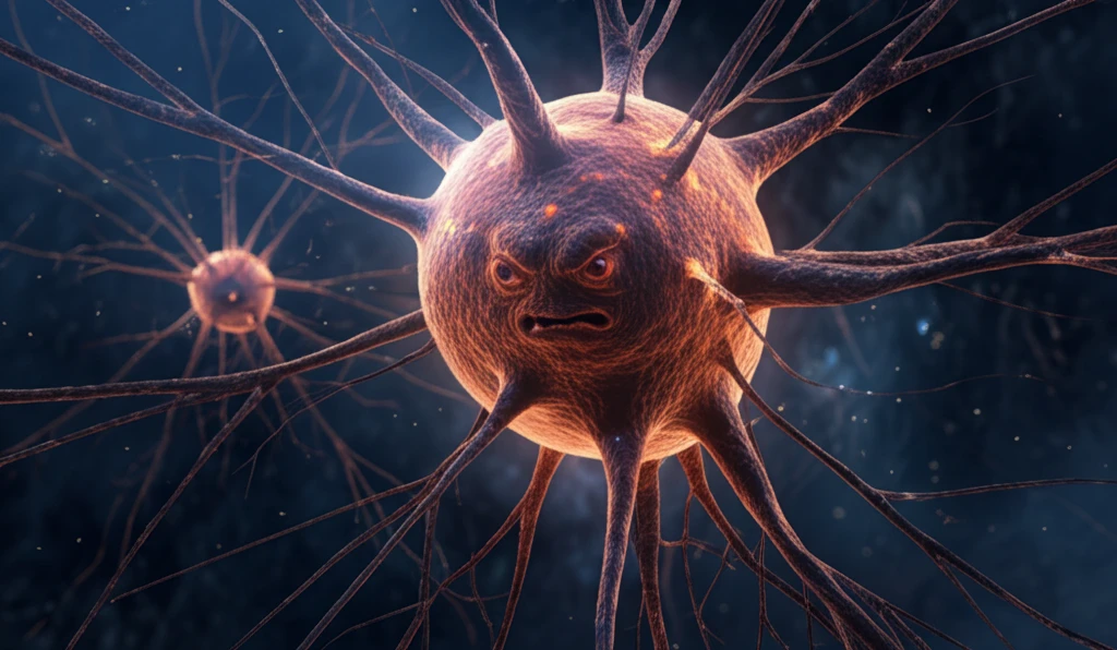 Nerves intertwined with tumor cells
