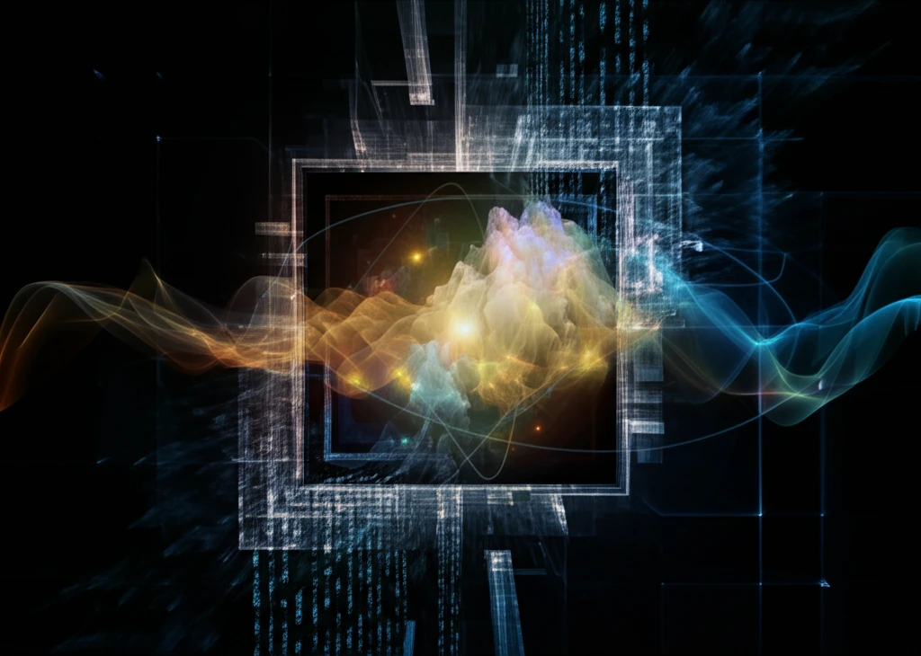 Digital illustration of radio waves converging into a power amplifier.