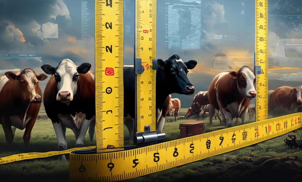 Abstract illustration of cattle being measured for USDA frame score.