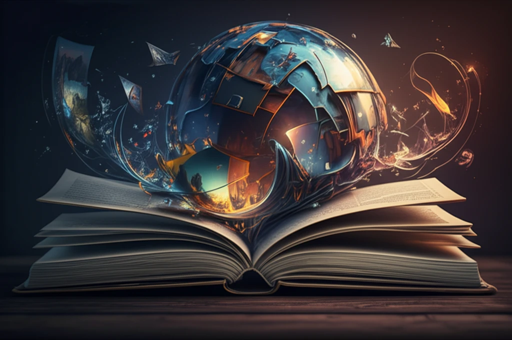 Surreal image of art history inspiring creativity.