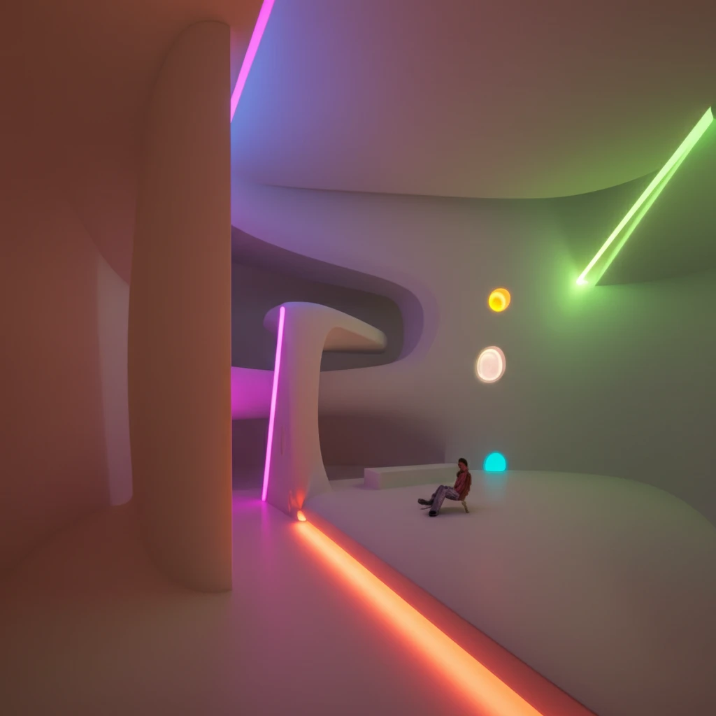 Prismatic light creating colorful interior.
