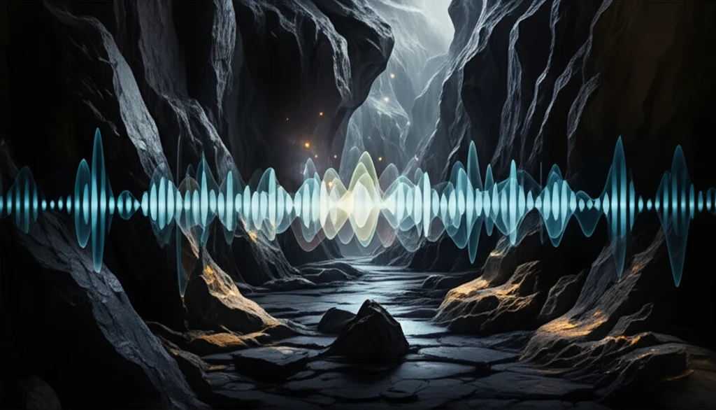 Surreal illustration of sound wave attenuation in porous rock.