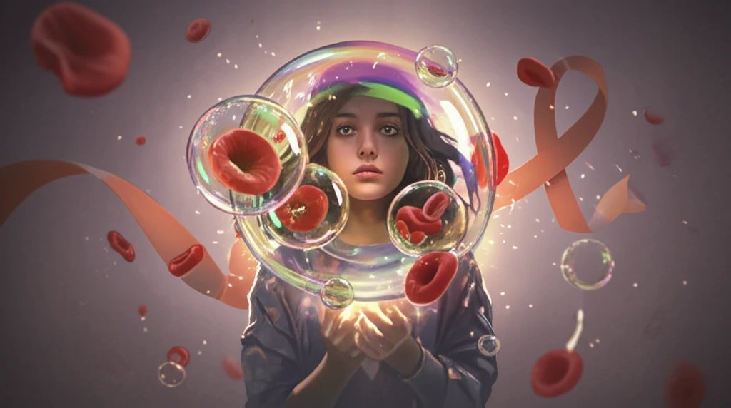 Protective bubbles surrounding a child, symbolizing safety from blood clots in pediatric cancer.