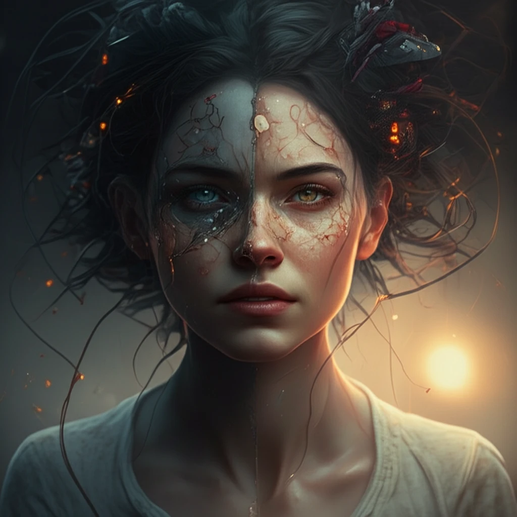 Transformation from vice to virtue, a surreal representation of moral beauty.