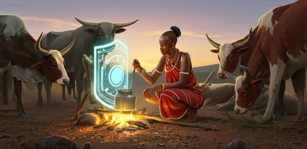 Maasai woman boiling milk to prevent brucellosis.