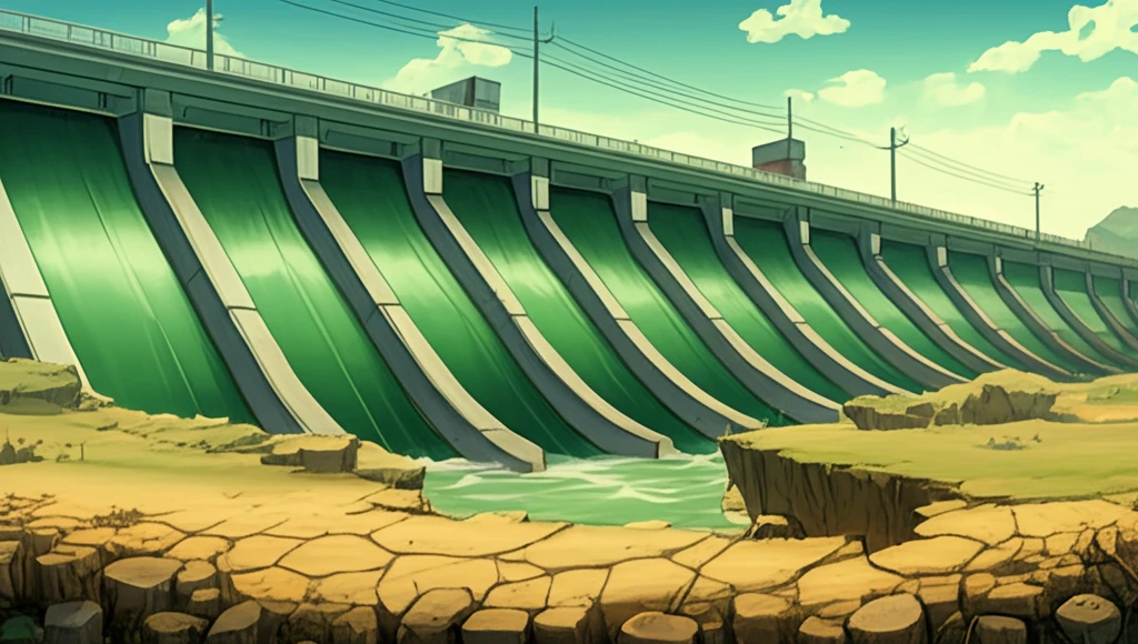 Rubber dam conserving water in a dry landscape