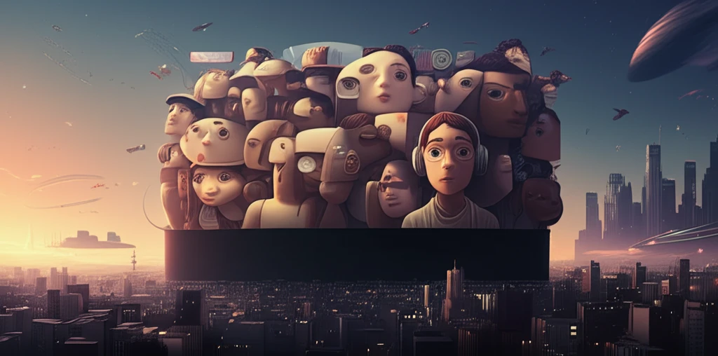 Diverse faces reflected in a movie screen, symbolizing inclusive cinema.