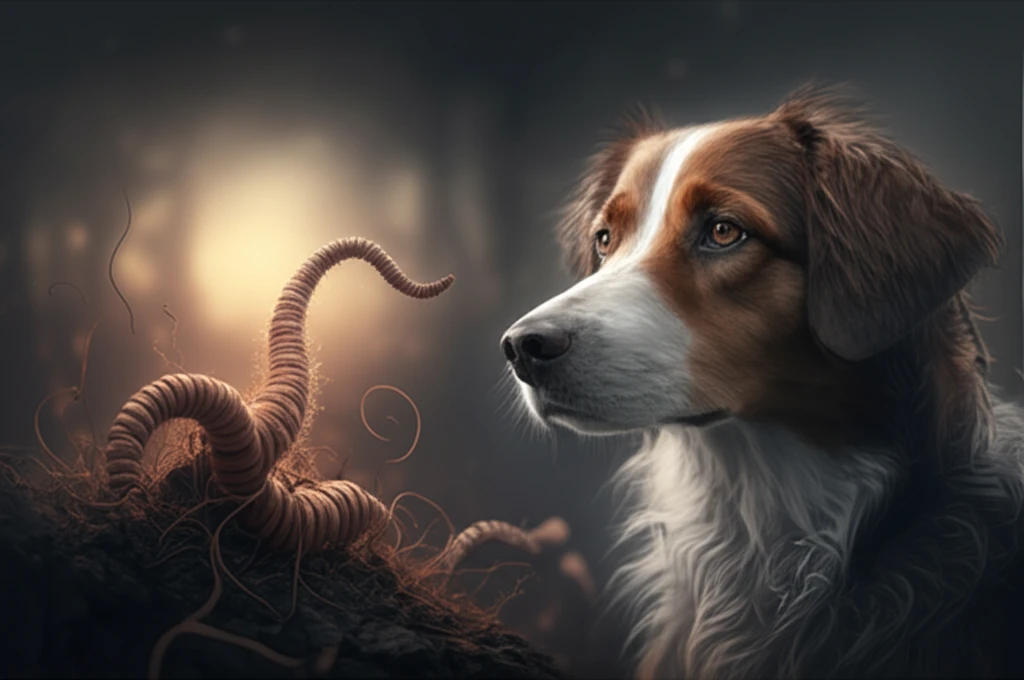 Dog transforming into a threadworm, symbolizing Strongyloides stercoralis infection in Europe