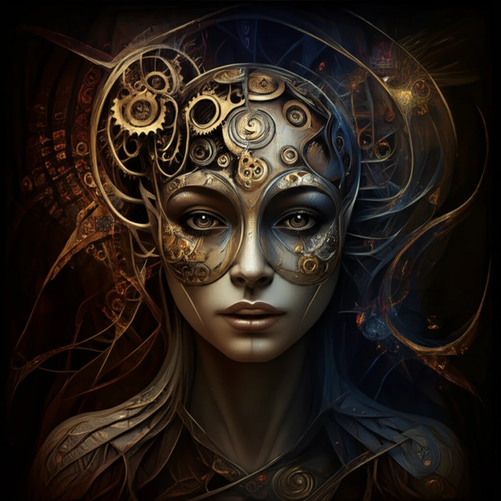 Surreal illustration of a masked face representing hidden mental processes.