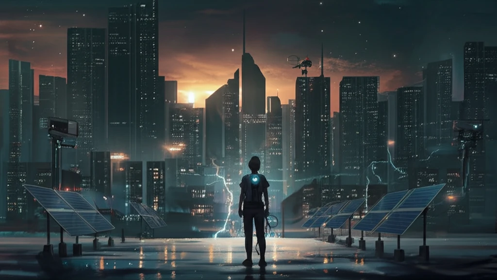 Futuristic cityscape powered by A-Source Converters.