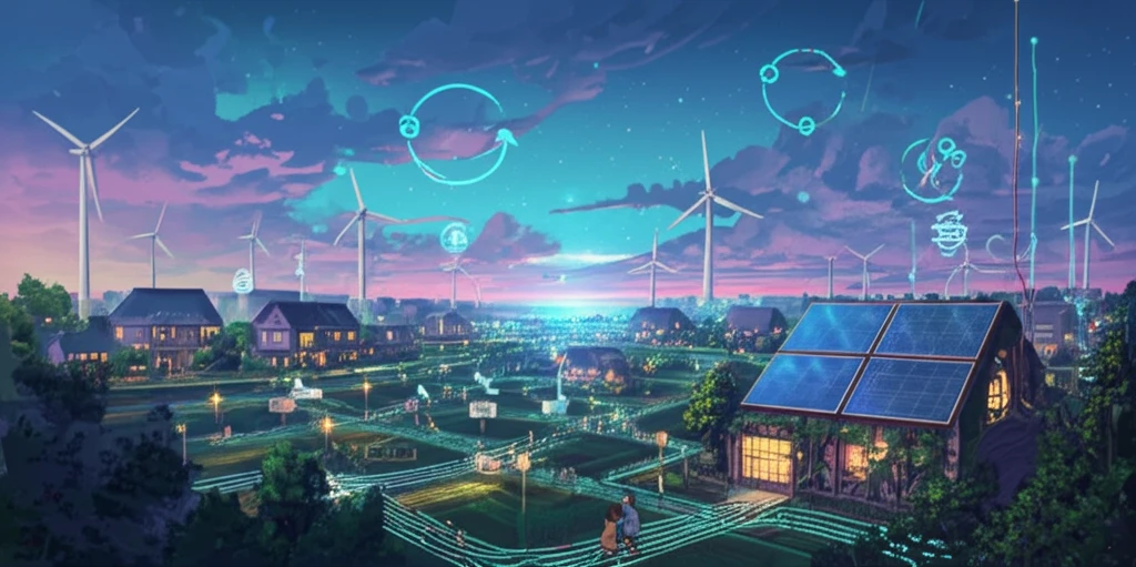 A thriving community powered by decentralized renewable energy sources.