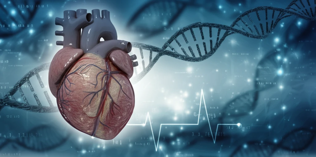 Heart intertwined with DNA strands