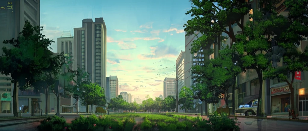 Futuristic cityscape with buildings intertwined with greenery, symbolizing sustainable energy retrofits.