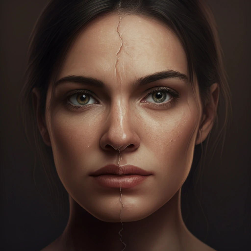 Comparison of artificial vs. natural image smoothing techniques on a face.