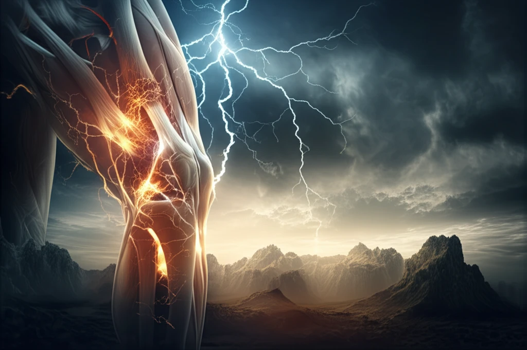 Illustration of a knee injury healing process.