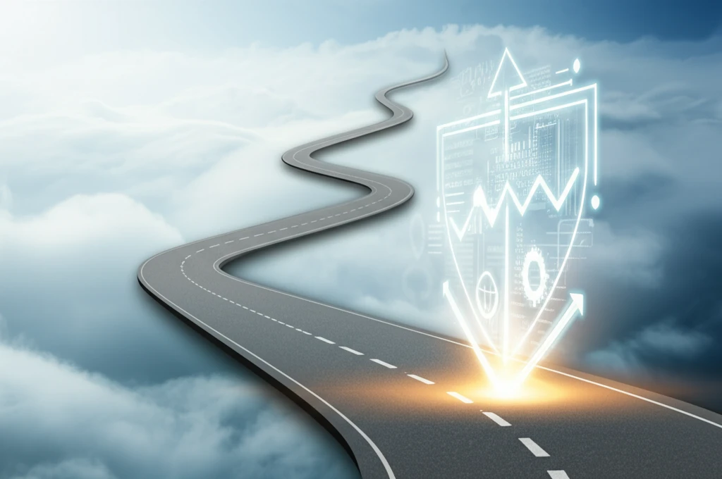 A winding road symbolizes epidemiological research, with a compass pointing towards accurate statistical models.