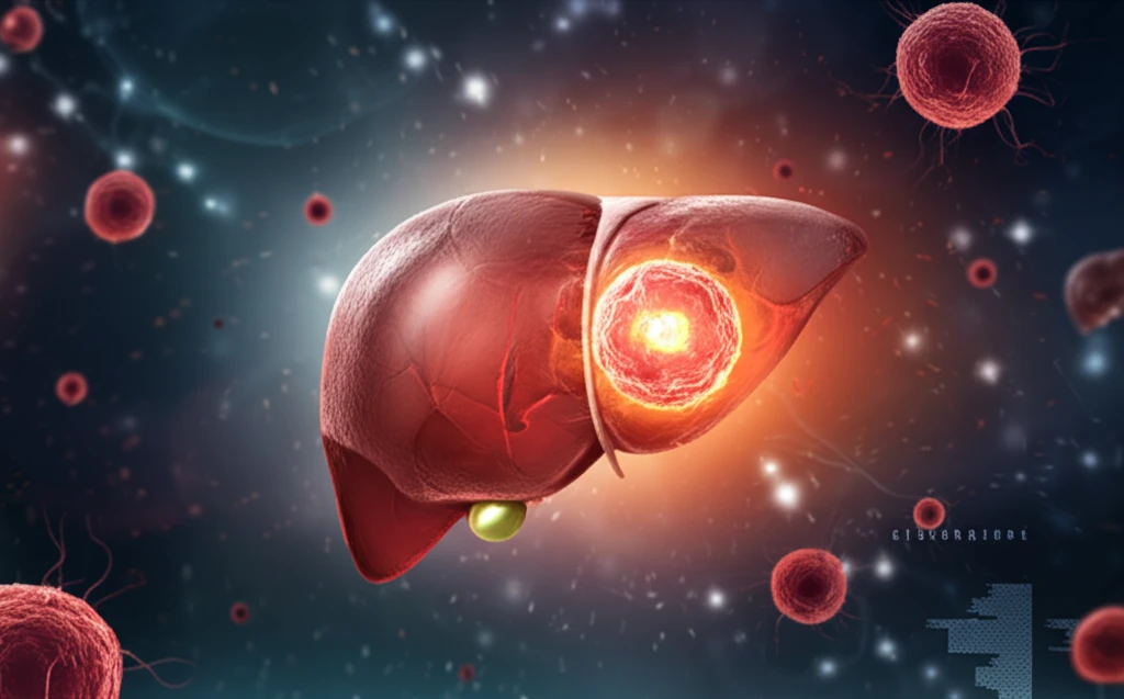 Illustration symbolizing atovaquone's potential in liver cancer treatment.