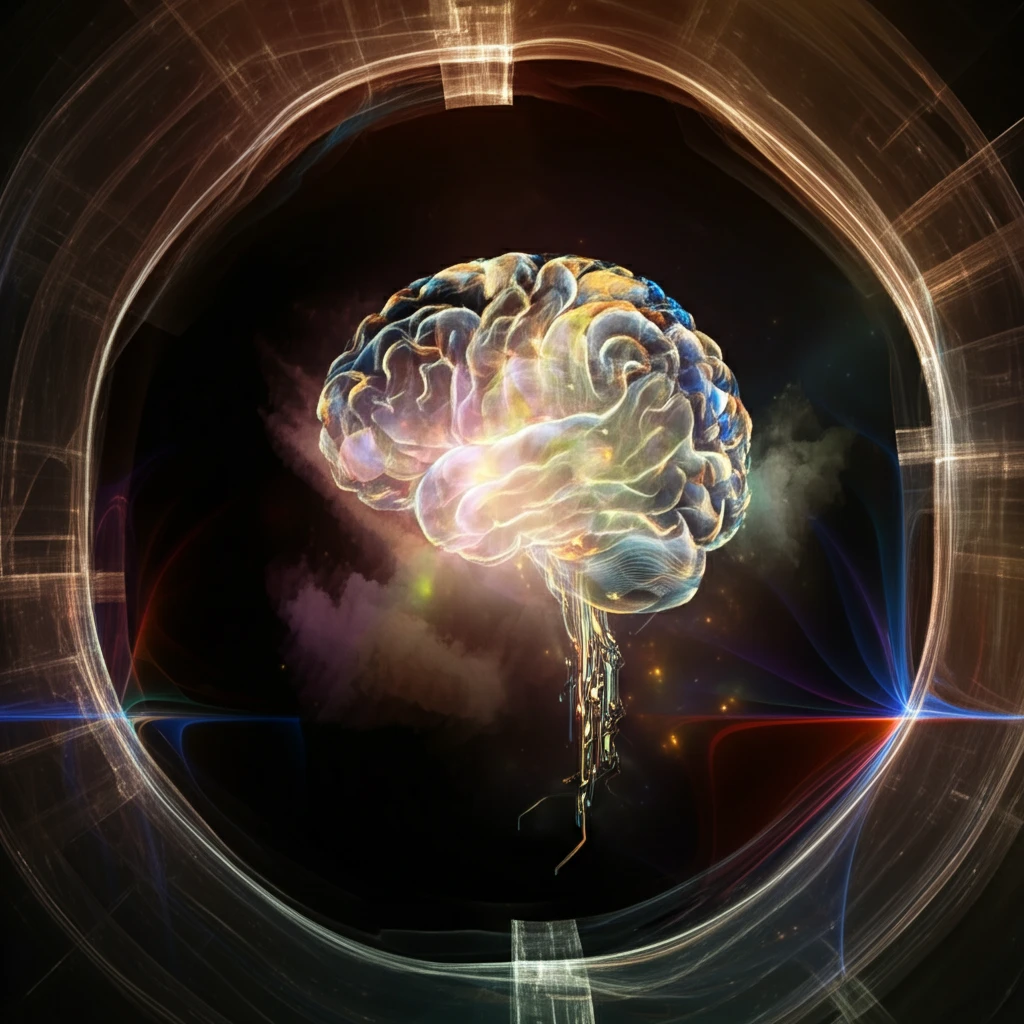 Data streams converging into a brain, symbolizing Bayesian optimization.
