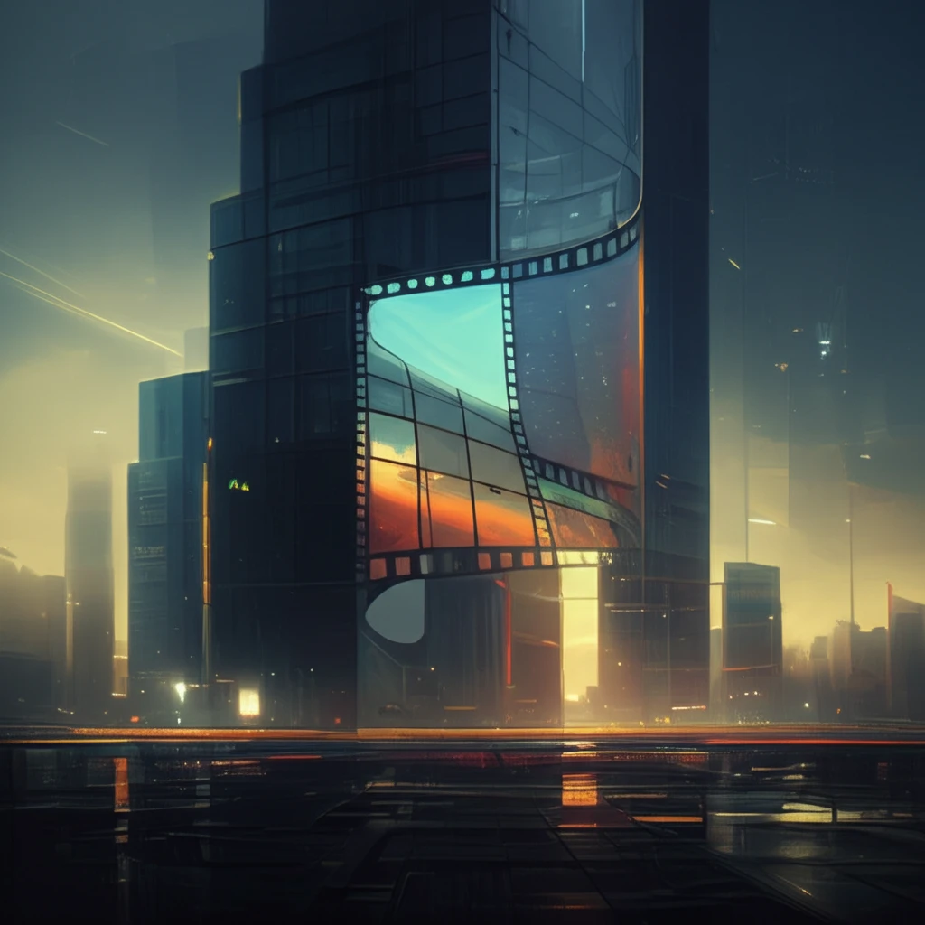 Self-healing polymer repairing a scratch over a futuristic city.