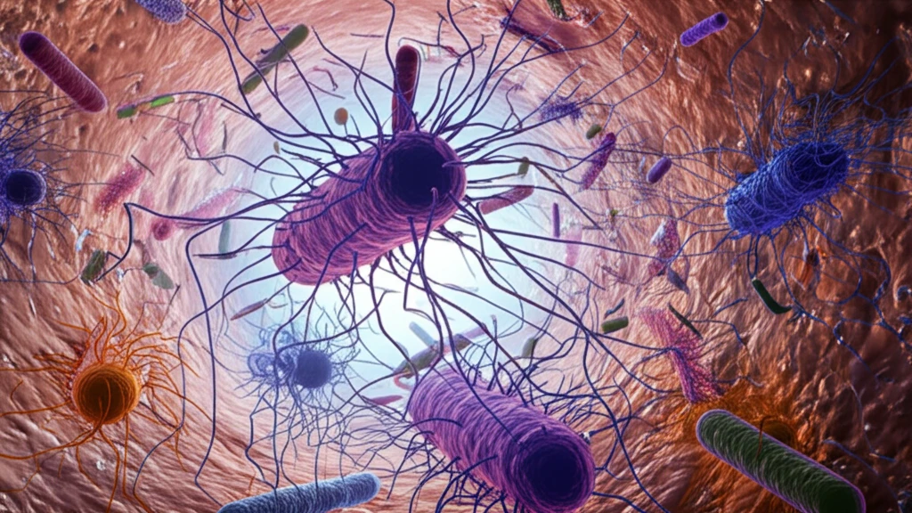 Diverse bacterial community inside a human gut, symbolizing weight management.