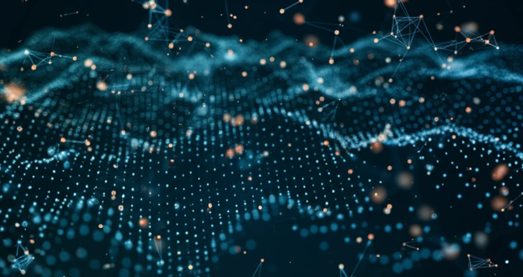 Interconnected nodes dynamically shifting and stabilizing within a complex network.