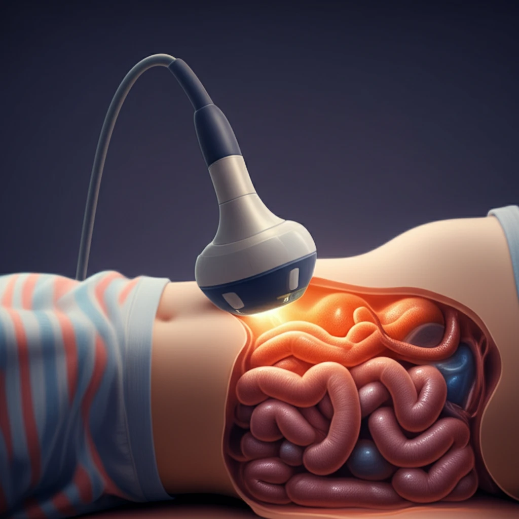 Child-friendly ultrasound scan showing a healthy bowel.