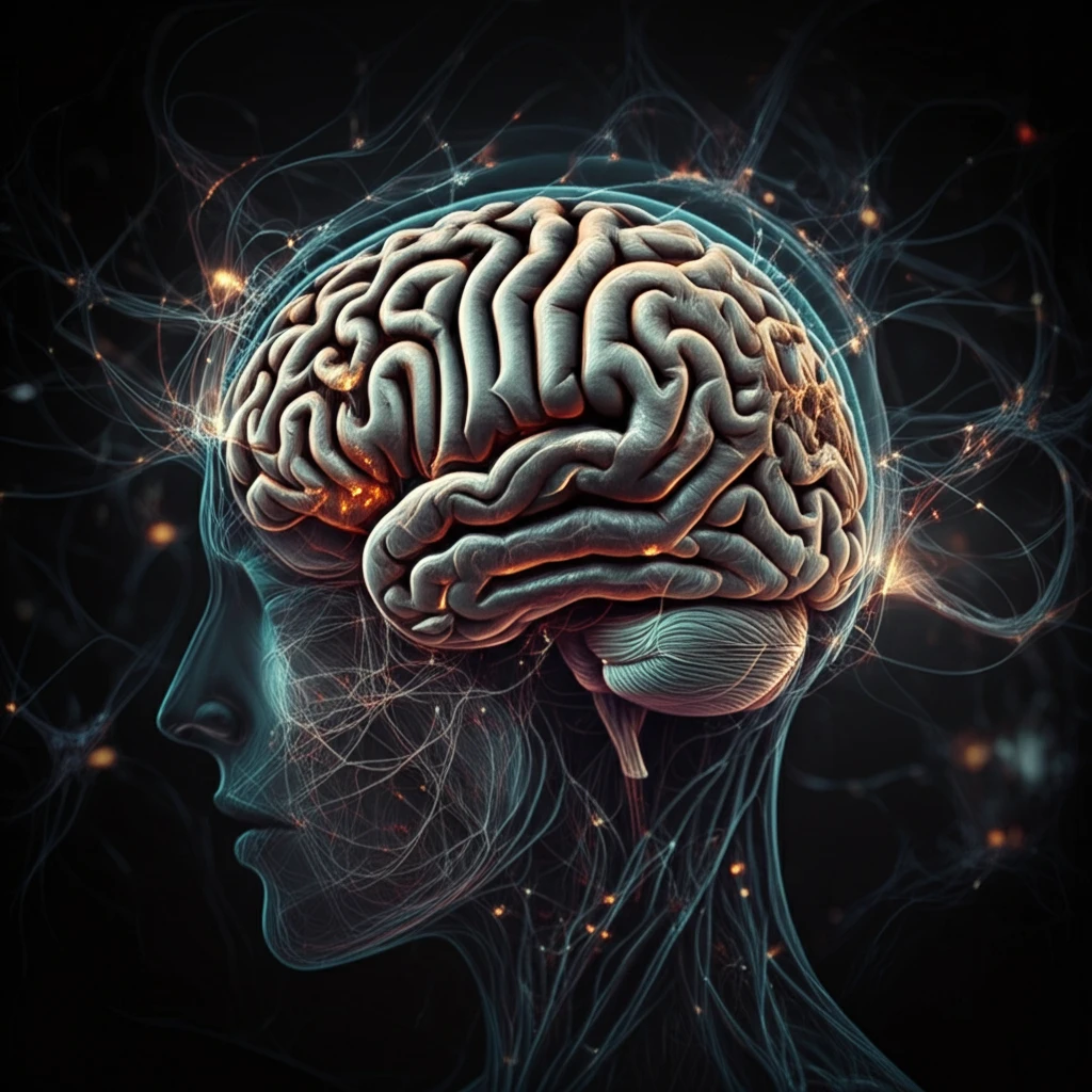 Brain with glowing neural networks being stimulated by magnetic waves.