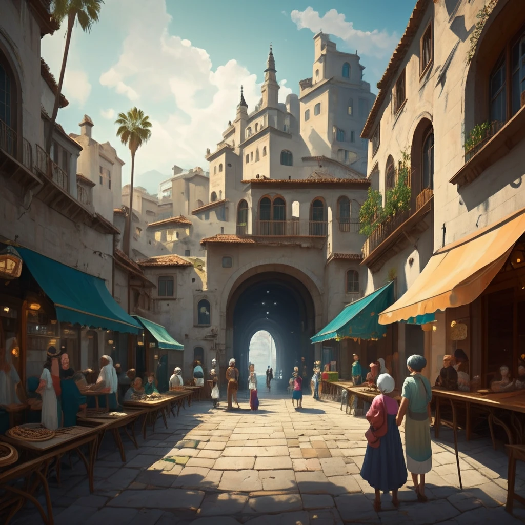 A bustling Mediterranean port city symbolizing religious and cultural exchange in the early modern period.
