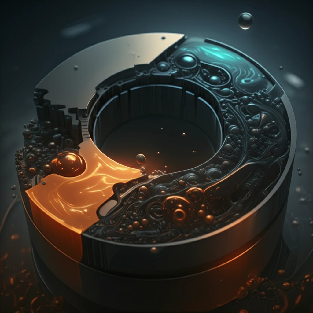 Surreal illustration of annular seal dynamics with swirling oil and air bubbles.