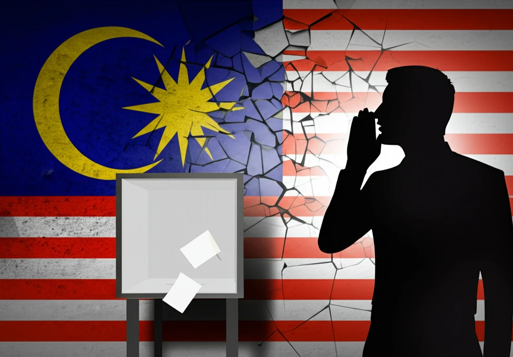 A symbolic image representing the influence of the 'spiral of silence' on voter behavior in Malaysia.