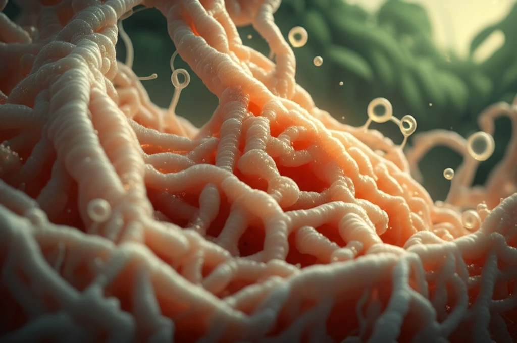 Microscopic view of sustainable lubricant composition with cellulose and vegetable oil.
