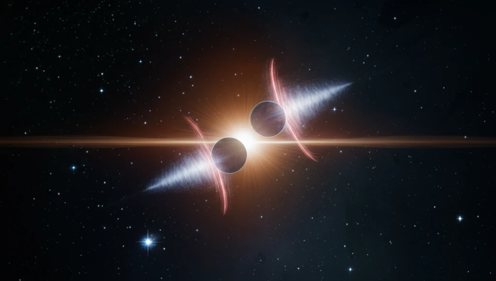Digital illustration of a double-lined spectroscopic binary in a multiple star system