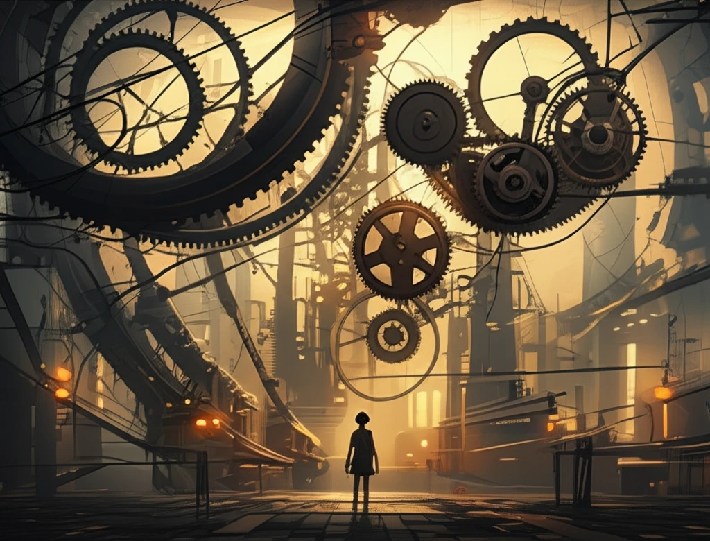 Interconnected gears forming a cityscape, symbolizing Public-Private Partnerships.