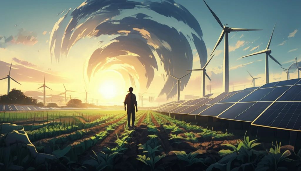 Turkish farmer with renewable energy in background