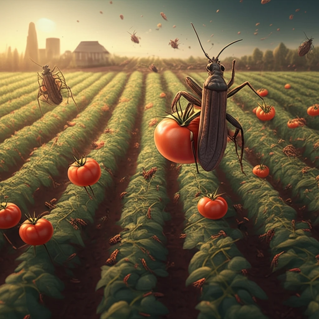 Tomato field under attack by Tuta absoluta