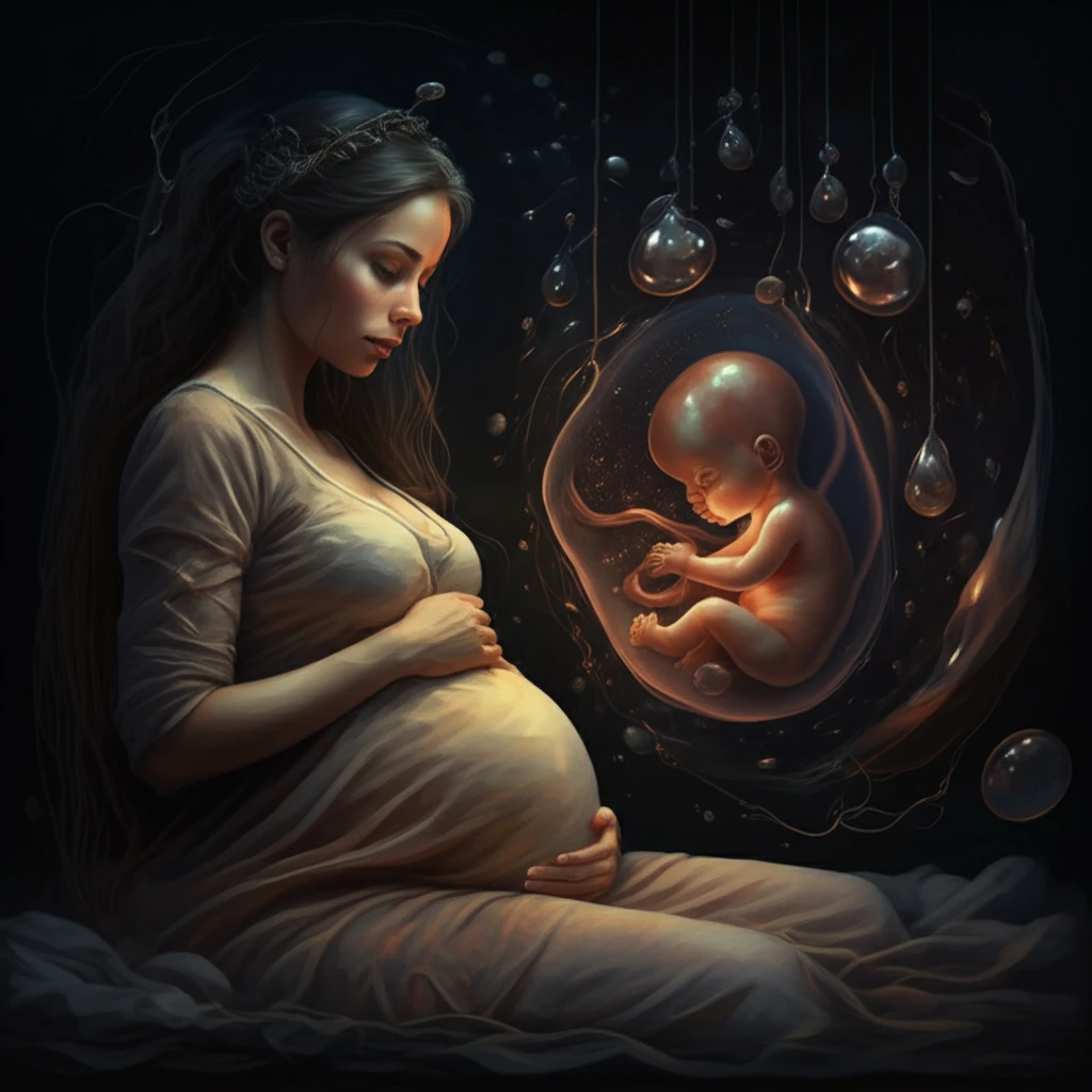 Illustration of prenatal mercury exposure affecting a child's hearing.